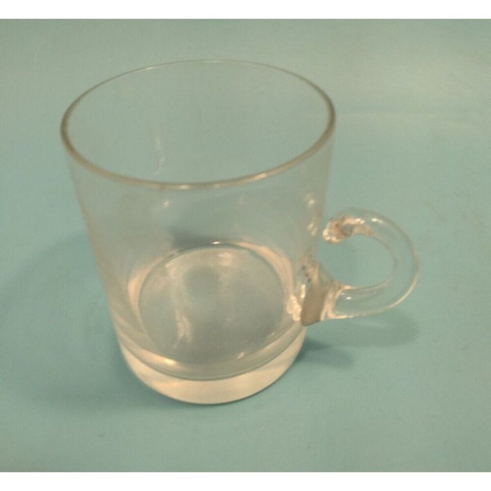 Punch Cup Low Open Loop Handle Clear Glass Cappuccino Demitasse Vintage